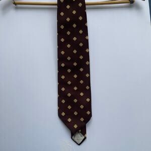 Leonardo Men's Brown Geometric Foulard Neck Tie 100% Polyester Classic Self Tie